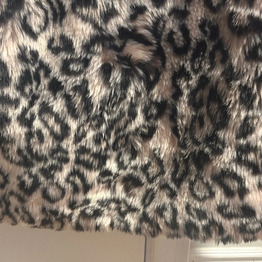 Aqua Faux Fur Animal Print Pea Coat - Picture 7 of 8